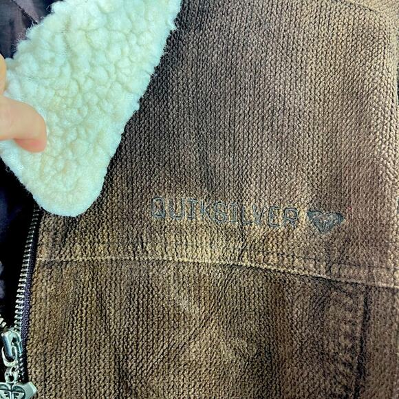 Vintage Y2K Quicksilver Corduroy Jacket Coat 90s Grunge Boho Retro Goblin Brown - Picture 6 of 8